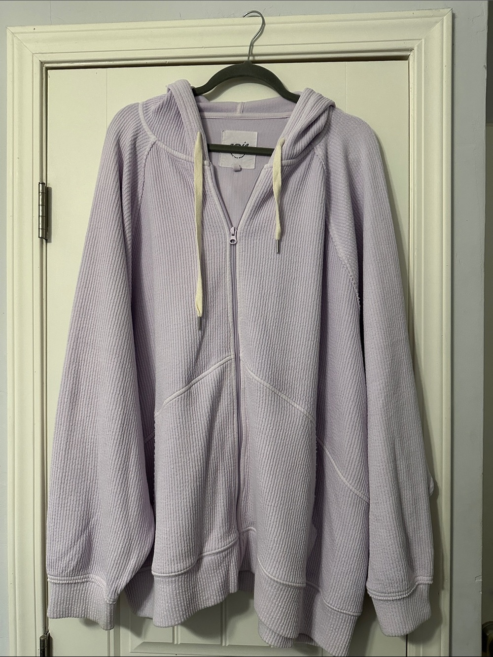 aerie Lavender Waffle-Knit Zip Hoodie